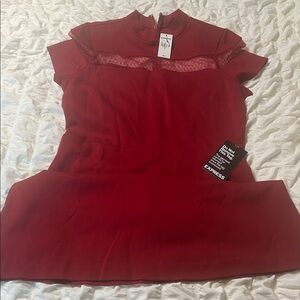 Express Scarlet Lace-Trimmed Dress